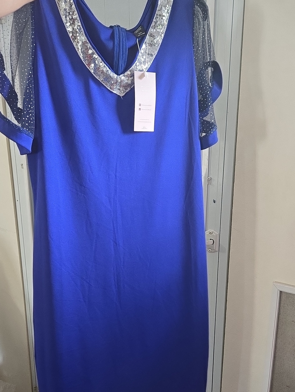Sparkle Trim Royal Blue Women’s Shift Dress